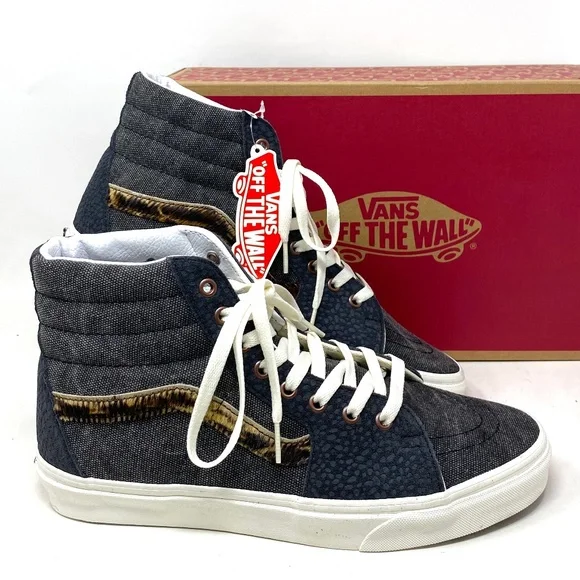 VANS Sk8-Hi Shoes High Top Gray Canvas Leather Men’s Size Casual VN0A5JMJ1O7 - Picture 2 of 10